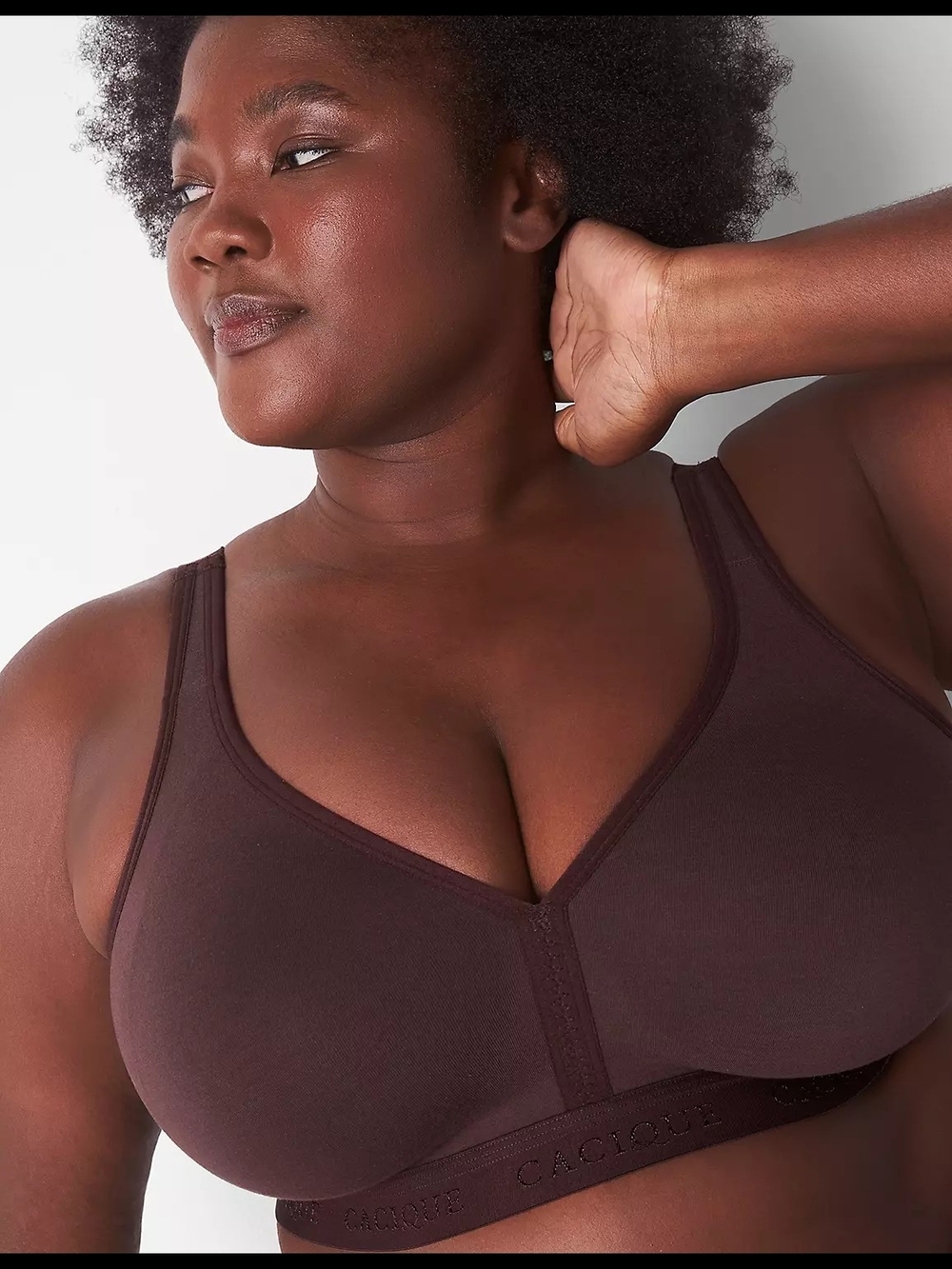 Cacique Comfort Bliss Unlined Full Coverage Wireless Bra — Expresso Brown 54D
